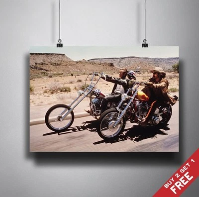 EASY RIDER 1969 Movie Poster A3 / A4 Billy & Wyatt Best Classic Movies Art Print - Image 1 of 2