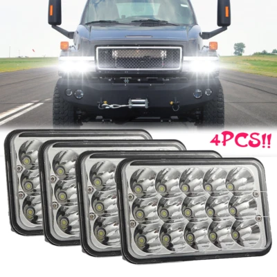 4PCS Fit for GMC C4500 C5500 Topkick 2003-2009 4x6inch LED Headlights Hi-Lo - Image 1 of 4
