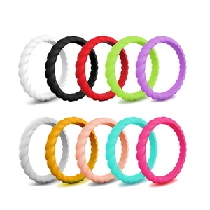 2 pz Fede Nuziale Donna Fascia Gomma Sottile Sport Yoga Lavoro Anello Silicone Durevole - Foto 1 di 19