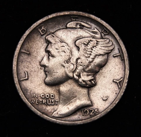 1925-S Mercury Dime AU+ Cover