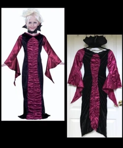 Girls Small Costume Girls Vampire Dracula Dress Velvet Gothic Sz Small Halloween - Picture 1 of 5
