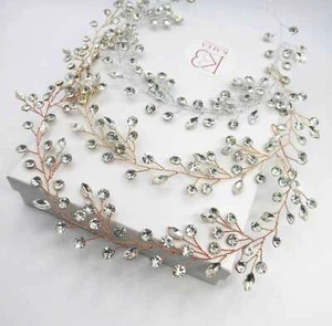 Diadema de cristal nupcial estrás boda estilo boho con cuentas pelo vid tiara - Imagen 1 de 10