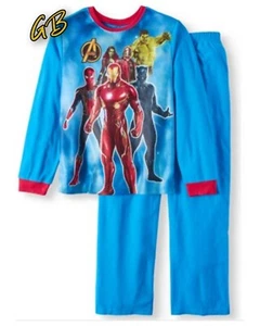 2pc Avengers Infinity War Long Sleeve Pajamas Boy Flannel Sleepwear Set Sz 8 NEW - Picture 1 of 3