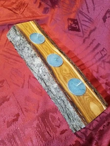 Handgefertigter Teelicht Kerzenhalter aus Aprikosenholz Neu - Bild 1 von 3