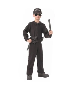 Child Black Jumpsuit Special Ops Military Cop Dress Up Halloween Costume L - Picture 1 of 9