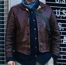 Himel Bros Heron Seal Brown Shinki Horsehide Cossack Leather Jacket  Size 44