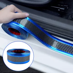 1Mx3CM para automóvil fibra de carbono borde azul tira protectora de puerta umbral accesorios, - Imagen 1 de 12