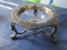 ANTIQUE FOOTED BOWL GLASS OVERLAY SILVER