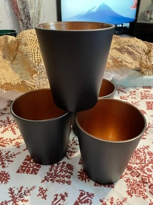 New Williams Sonoma Black Matte & Copper Double Old-Fashioned Glasses-s Of 4 - Image 1 of 4