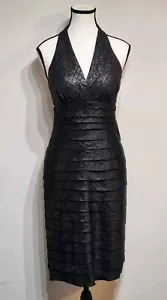 NWT JS Collections Evening Dress Size 6 Black Shimmer Lace Halter LBD - Picture 1 of 11