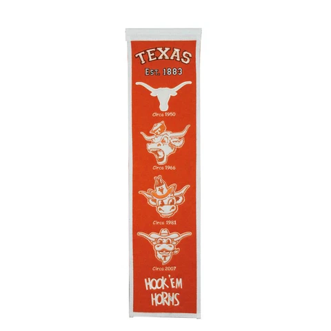TEXAS LONGHORNS EMBROIDERED WOOL HERITAGE BANNER 8"X32" NCAA LICENSED Cover