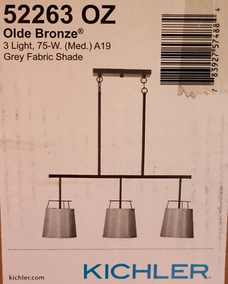 Линейная люстра Kichler 52263 унции Marika 3 лампы ширина 36 дюймов - старая бронза - Изображение 1 из 4