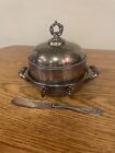 M S Benedict Quadruple Silver Plate ~ Covered Butter Dish and Knife