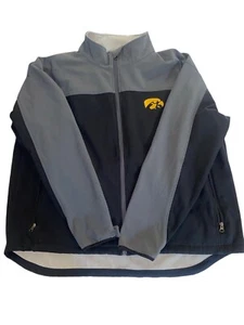 NCAA Iowa Hawkeyes Full Zip Jacket Men’s 2XL Fleece Lined Embroidered Black Gray - Picture 1 of 11