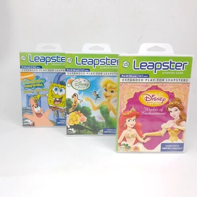 L/3 Leap Frog Leapster2 Games Disney Princess Tinkerbell Spongebob Learning - Image 1 of 4