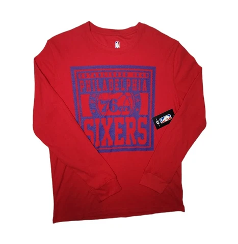 Philadelphia 76ers Red Thermal Shirt UNK NBA Long Sleeve Waffle Knit Men Medium Cover