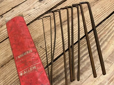 Hex L Wrench w SET of  9 Long Arm 12" Assortment Various Variety VINTAGE - Image 1 of 4