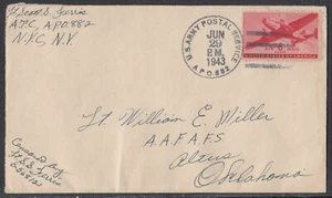 USA - 29.06.1943 US Army APO882 Karachi Domestic Cover - Bild 1 von 1