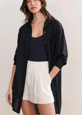 Jenni Kayne 海滩衬衫,黑色 - XS 码 — 第 1/4 张图片