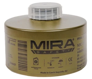 MIRA CBRN Gas Mask Filter NBC-77 SOF 40mm Thread 20 Year Shelf Life SEALED GREEN - Picture 1 of 14