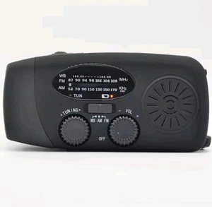 Wind Up Solar Radio Survival AM FM Emergency Weather Radio USB Phone Charger Blk - Picture 1 of 8
