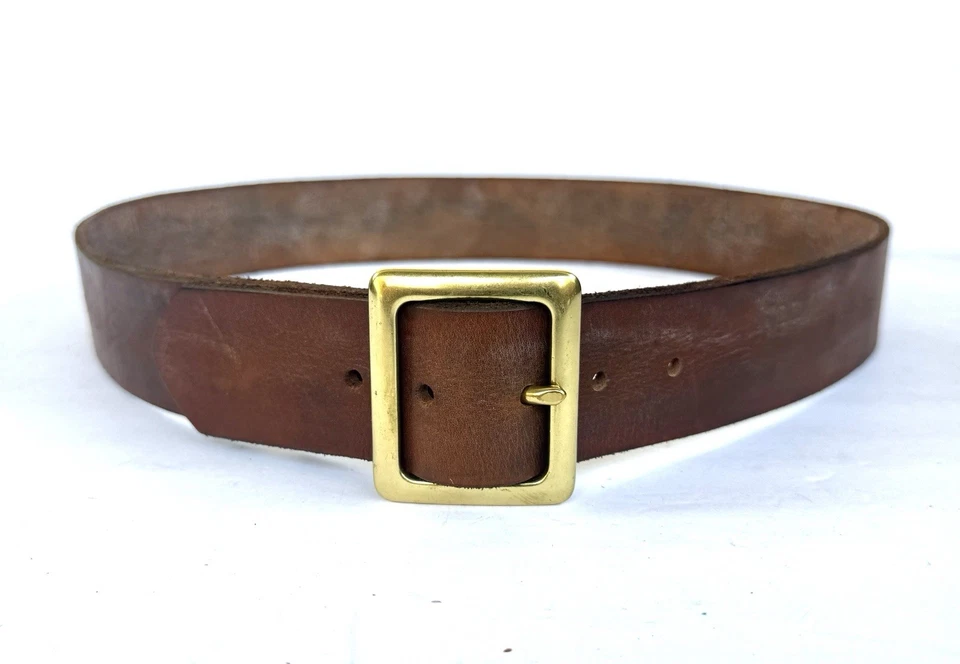Cinturón Joed de cuero marrón vintage envejecido. Hebilla extraíble mediana grande talla 36. Foto 1 de 4