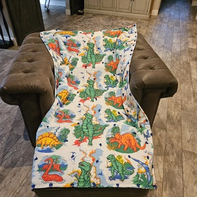 Manta vintage hecha a mano para niños temática de dinosaurio con tela tejida 3D - EXCELENTE Foto 1 de 4