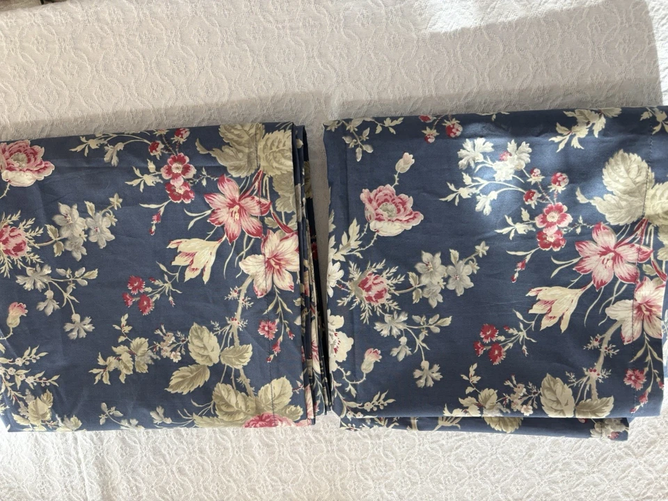 Chaps Home Ralph Lauren 2 paneles de cortina de cabaña Cape Cod 42x84 azul rosa rosa Foto 1 de 4