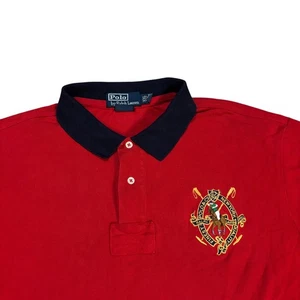 Polo by Ralph Lauren XXL Custom Fit Red Rugby Polo Shirt Crest Logo Vintage - Picture 1 of 10