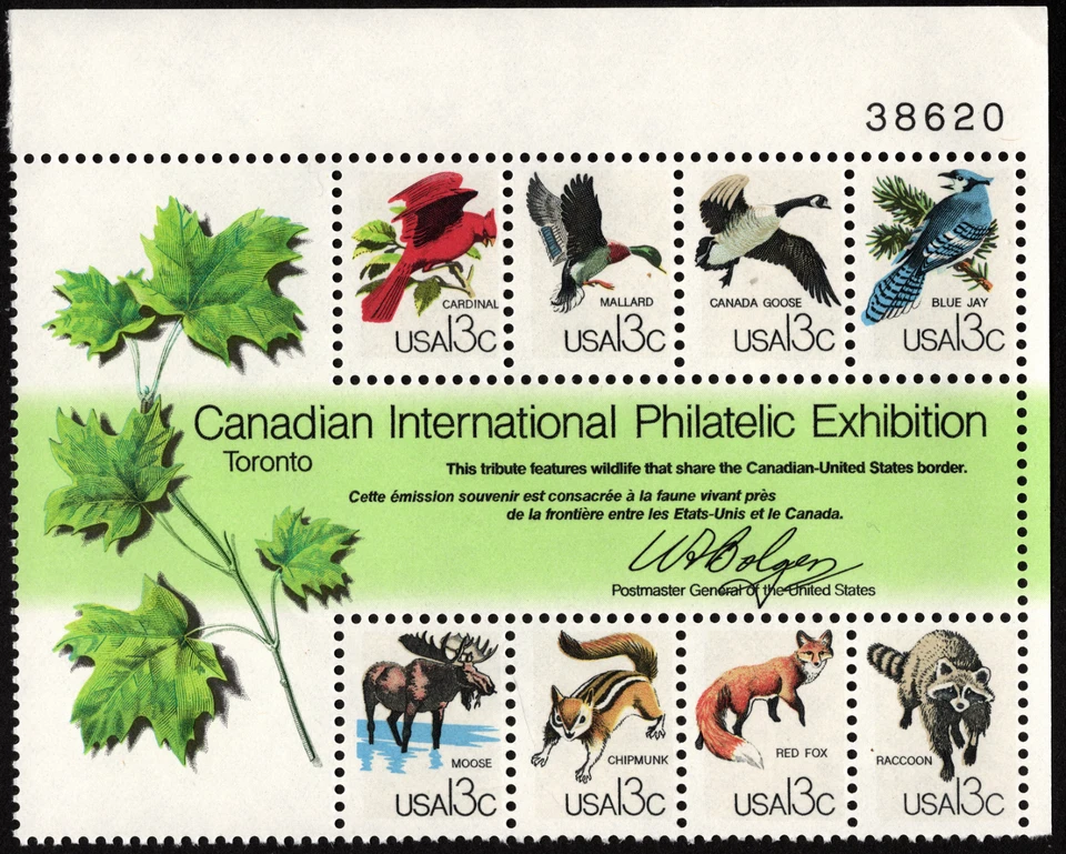 US Souvenir Sheet Scott # 1757 Plate Block NH - 1978 CAPEX Issue Birds Wildlife - Image 1 of 1