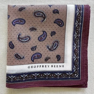 Men Handkerchief Vintage Cotton Dark Red Purple Paisley Pattern Pocket Square 18 - Picture 1 of 3