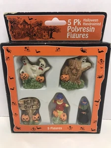 Vintage handbemalte Halloween Figuren 5 im Pack Kürbisse Hexe Geister gebraucht - Bild 1 von 9