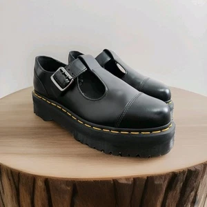 Dr. Martens Bethan Polished Smooth Leather Platform Boot Womens Size US 9 Black - Picture 1 of 10