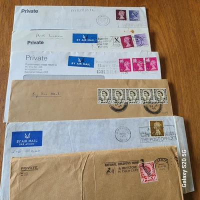 Múltiples estampillas canceladas circuladas por correo aéreo del Reino Unido 1969 de colección de la reina Isabel Foto 1 de 4