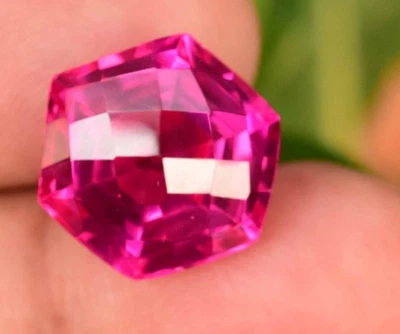 Natürlich Rot Pink Rubellit Turmalin 15.00Ct Certified Hexagon Checker Edelstein - Bild 1 von 4