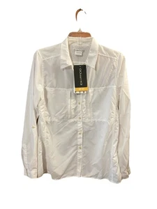 ExOfficio Womens Button Up Shirt L New Fishing Roll Tab Vented Wicking UPF $75 - Picture 1 of 9