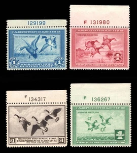 MOMEN: US STAMPS #RW1-RW4 PLATE SINGLE DUCK MINT OG NH VF LOT #96237 - Picture 1 of 2
