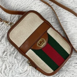 Bolso de hombro Gucci de lona bidireccional línea jerez marrón - Imagen 1 de 10