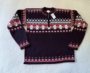 Hanna Andersson  Quarter Zip Knit Fair Isle Sweater Black Red Sz 160 US14-16 NWT - Picture 1 of 6