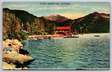 Grand Lake Colorado~Lake From Rocky Shores~Vintage Linen Postcard