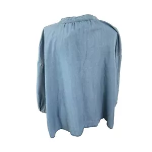 NWT j Jill blue chambray blouse tranquil dolman 3/4 sleeve women 1x preppy top - Picture 1 of 4