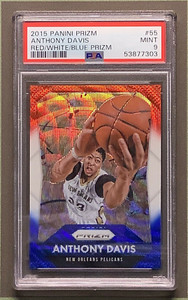 2015 Panini Prizm Anthony Davis #55 PSA 9 Mint RWB Red White Blue Pelicans LA