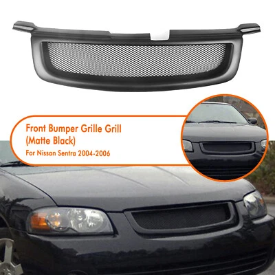 Parachoques delantero de fibra de vidrio mate rejilla superior malla apto para Nissan Sentra 2004-2006 Foto 1 de 4