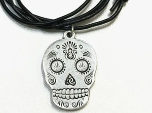 El Jimador Tequila Sugar Skull Necklace Silver Charm Adjustable - Picture 1 of 4