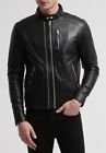 NEW Men's Pure lambskin leather jacket inside diamon pattern slim fit casual NEW