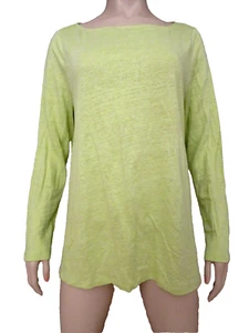 Maglione maglia lino biologico Eileen Fisher maglione top pullover ghiaccio limone taglia L nuovo con etichette - Foto 1 di 10