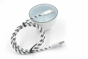 Lot of Nylon Braided USB Cable Fast Samsung Galaxy Note S9 S8 BLACK/SILVER - Picture 1 of 2