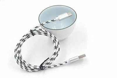 Lot of Nylon Braided USB Cable Fast Samsung Galaxy Note S9 S8 BLACK/SILVER - Image 1 of 2