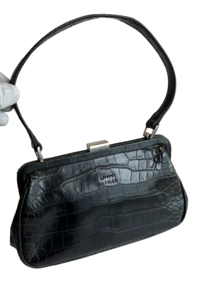 Vintage Tommy Hilfiger Black Faux Leather Purse Bag Evening Style 9X5'' - Image 1 of 4