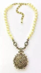 HSN Heidi Daus "UNFORGETTABLE LAVALIERE" Pearl Locket Drop Necklace - Picture 1 of 13